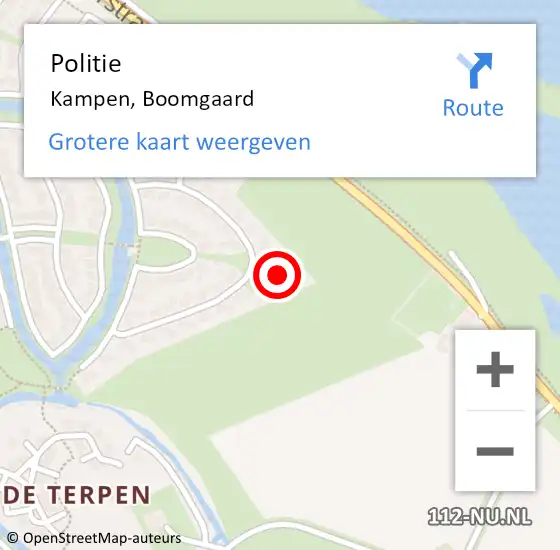 Locatie op kaart van de 112 melding: Politie Kampen, Boomgaard op 13 september 2023 05:22