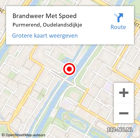 Locatie op kaart van de 112 melding: Brandweer Met Spoed Naar Purmerend, Oudelandsdijkje op 13 september 2023 07:02