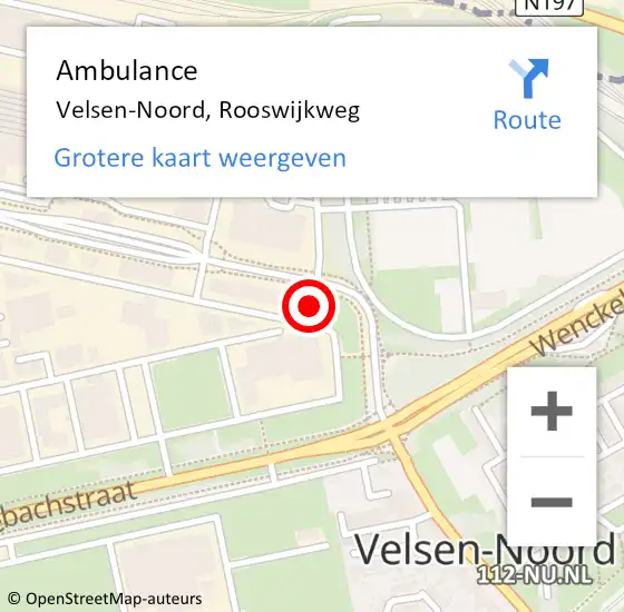 Locatie op kaart van de 112 melding: Ambulance Velsen-Noord, Rooswijkweg op 13 september 2023 07:02