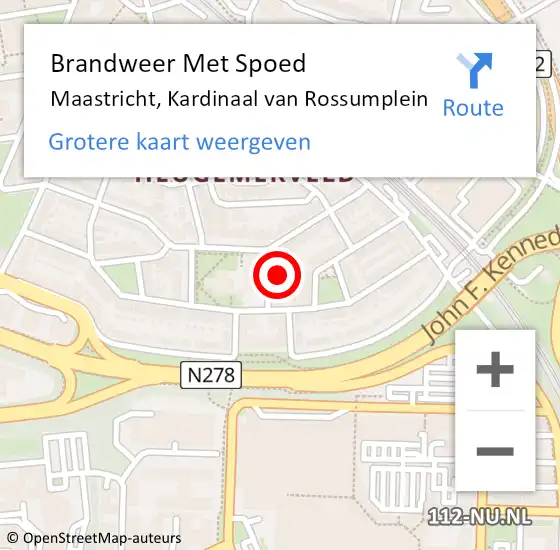 Locatie op kaart van de 112 melding: Brandweer Met Spoed Naar Maastricht, Kardinaal van Rossumplein op 13 september 2023 07:22