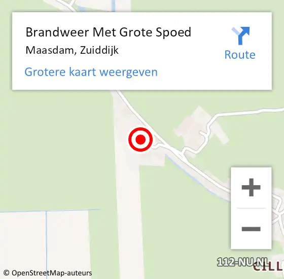 Locatie op kaart van de 112 melding: Brandweer Met Grote Spoed Naar Maasdam, Zuiddijk op 13 september 2023 07:29