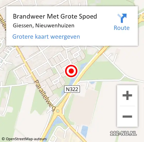 Locatie op kaart van de 112 melding: Brandweer Met Grote Spoed Naar Giessen, Nieuwenhuizen op 13 september 2023 07:46
