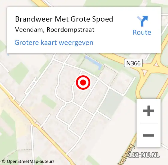 Locatie op kaart van de 112 melding: Brandweer Met Grote Spoed Naar Veendam, Roerdompstraat op 13 september 2023 08:02