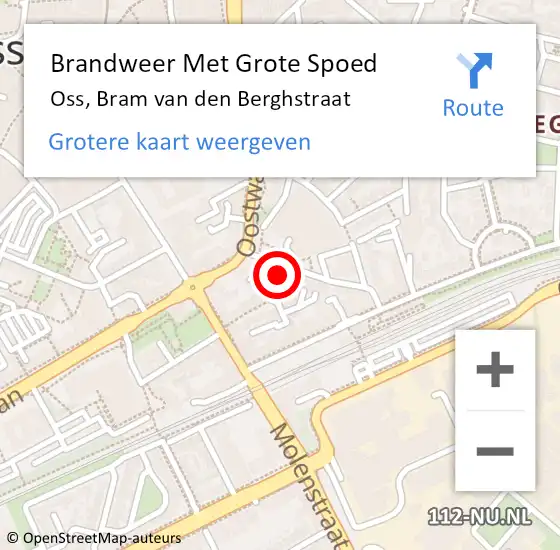 Locatie op kaart van de 112 melding: Brandweer Met Grote Spoed Naar Oss, Bram van den Berghstraat op 13 september 2023 08:08