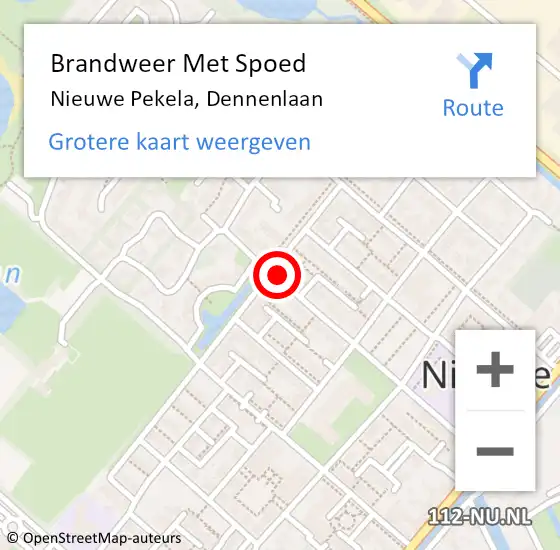 Locatie op kaart van de 112 melding: Brandweer Met Spoed Naar Nieuwe Pekela, Dennenlaan op 13 september 2023 08:09