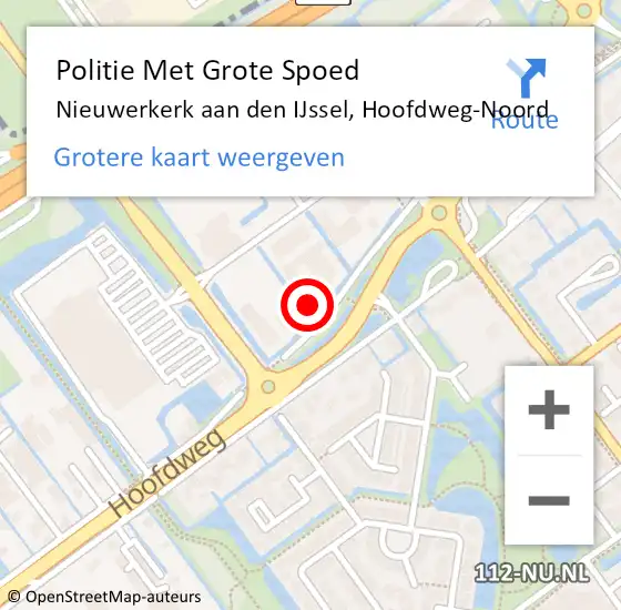 Locatie op kaart van de 112 melding: Politie Met Grote Spoed Naar Nieuwerkerk aan den IJssel, Hoofdweg-Noord op 13 september 2023 08:18