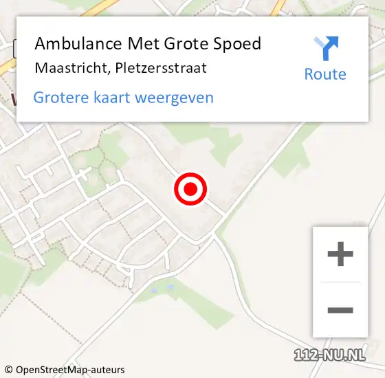 Locatie op kaart van de 112 melding: Ambulance Met Grote Spoed Naar Maastricht, Pletzersstraat op 8 september 2014 05:48