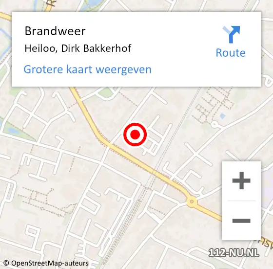 Locatie op kaart van de 112 melding: Brandweer Heiloo, Dirk Bakkerhof op 13 september 2023 08:41