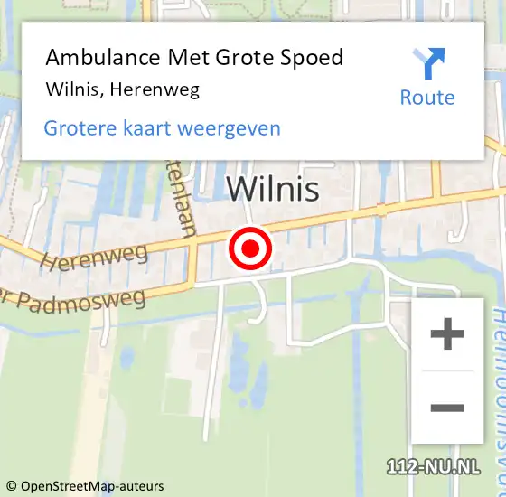 Locatie op kaart van de 112 melding: Ambulance Met Grote Spoed Naar Wilnis, Herenweg op 13 september 2023 08:45