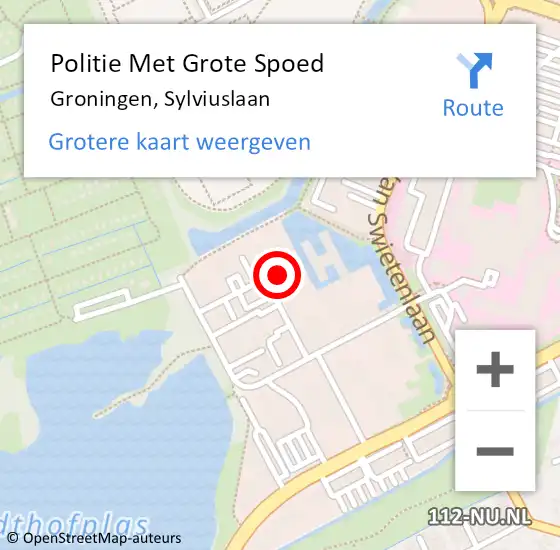 Locatie op kaart van de 112 melding: Politie Met Grote Spoed Naar Groningen, Sylviuslaan op 13 september 2023 08:48