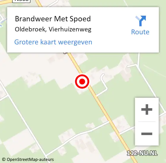 Locatie op kaart van de 112 melding: Brandweer Met Spoed Naar Oldebroek, Vierhuizenweg op 13 september 2023 08:53