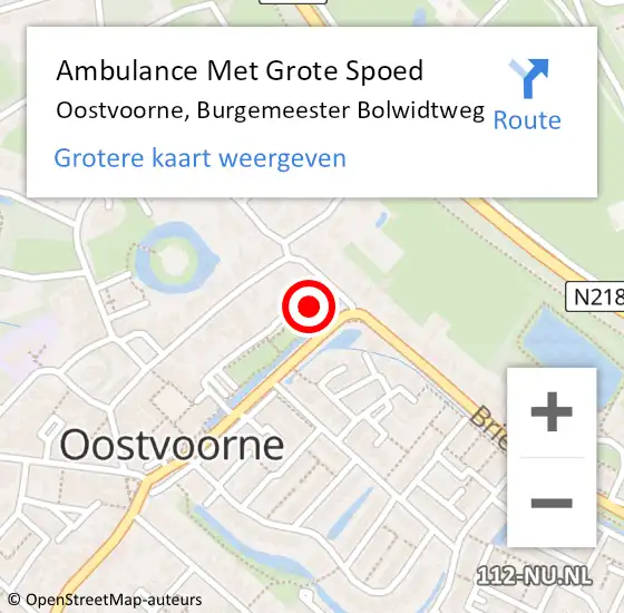 Locatie op kaart van de 112 melding: Ambulance Met Grote Spoed Naar Oostvoorne, Burgemeester Bolwidtweg op 13 september 2023 09:01