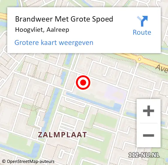 Locatie op kaart van de 112 melding: Brandweer Met Grote Spoed Naar Hoogvliet, Aalreep op 13 september 2023 09:26