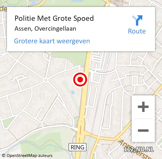 Locatie op kaart van de 112 melding: Politie Met Grote Spoed Naar Assen, Overcingellaan op 13 september 2023 09:57