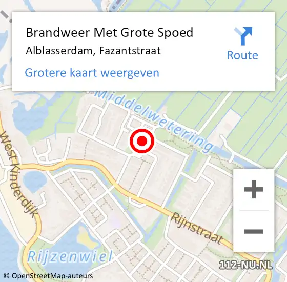 Locatie op kaart van de 112 melding: Brandweer Met Grote Spoed Naar Alblasserdam, Fazantstraat op 13 september 2023 10:05