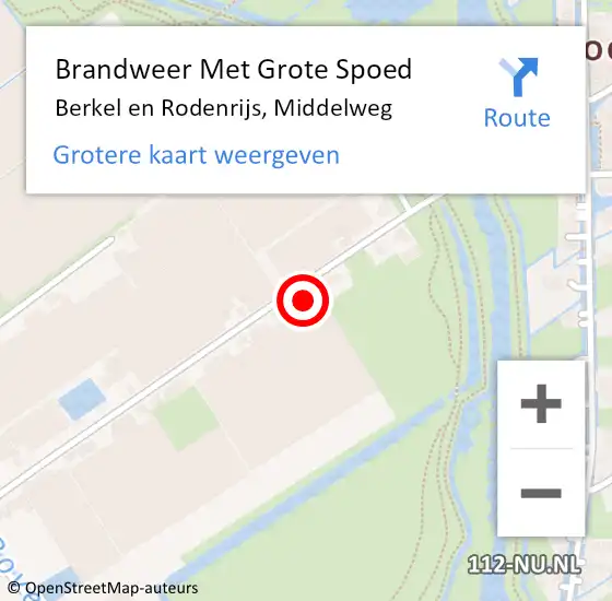 Locatie op kaart van de 112 melding: Brandweer Met Grote Spoed Naar Berkel en Rodenrijs, Middelweg op 13 september 2023 10:09