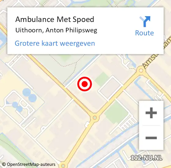 Locatie op kaart van de 112 melding: Ambulance Met Spoed Naar Uithoorn, Anton Philipsweg op 13 september 2023 10:19