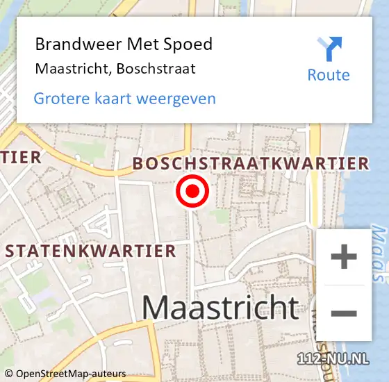 Locatie op kaart van de 112 melding: Brandweer Met Spoed Naar Maastricht, Boschstraat op 13 september 2023 10:25