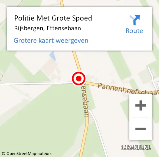 Locatie op kaart van de 112 melding: Politie Met Grote Spoed Naar Rijsbergen, Ettensebaan op 13 september 2023 11:31