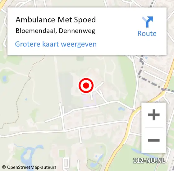 Locatie op kaart van de 112 melding: Ambulance Met Spoed Naar Bloemendaal, Dennenweg op 13 september 2023 11:35