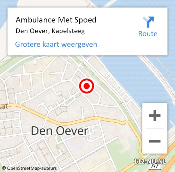 Locatie op kaart van de 112 melding: Ambulance Met Spoed Naar Den Oever, Kapelsteeg op 13 september 2023 11:36