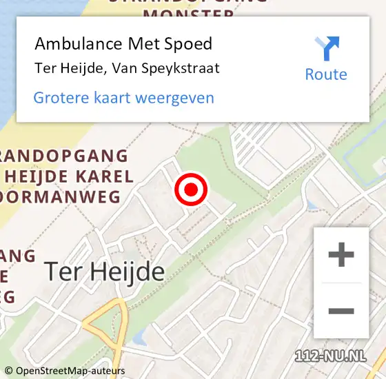 Locatie op kaart van de 112 melding: Ambulance Met Spoed Naar Ter Heijde, Van Speykstraat op 13 september 2023 11:37