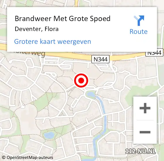 Locatie op kaart van de 112 melding: Brandweer Met Grote Spoed Naar Deventer, Flora op 13 september 2023 11:38