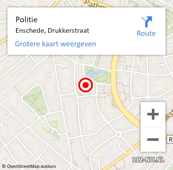 Locatie op kaart van de 112 melding: Politie Enschede, Drukkerstraat op 13 september 2023 11:40