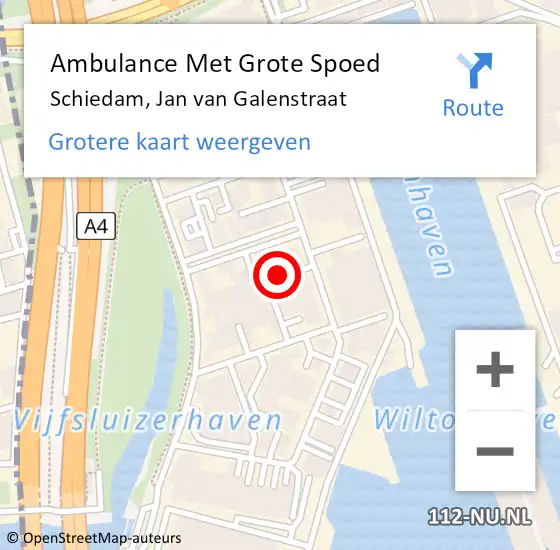 Locatie op kaart van de 112 melding: Ambulance Met Grote Spoed Naar Schiedam, Jan van Galenstraat op 13 september 2023 11:42