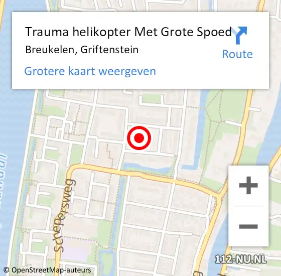 Locatie op kaart van de 112 melding: Trauma helikopter Met Grote Spoed Naar Breukelen, Griftenstein op 13 september 2023 11:48