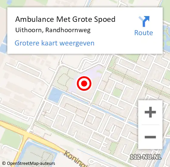 Locatie op kaart van de 112 melding: Ambulance Met Grote Spoed Naar Uithoorn, Randhoornweg op 13 september 2023 11:53