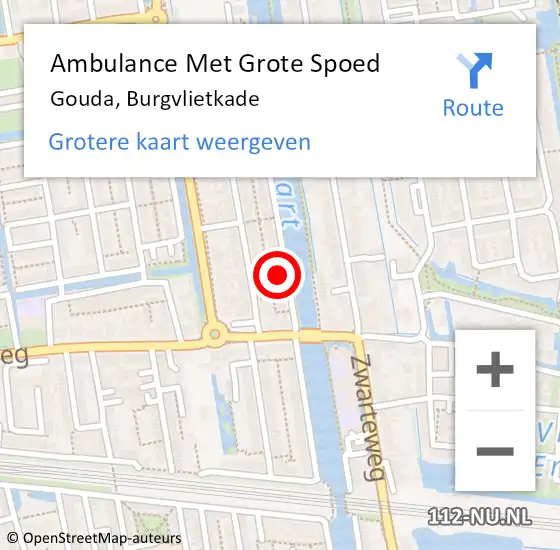 Locatie op kaart van de 112 melding: Ambulance Met Grote Spoed Naar Gouda, Burgvlietkade op 13 september 2023 12:04