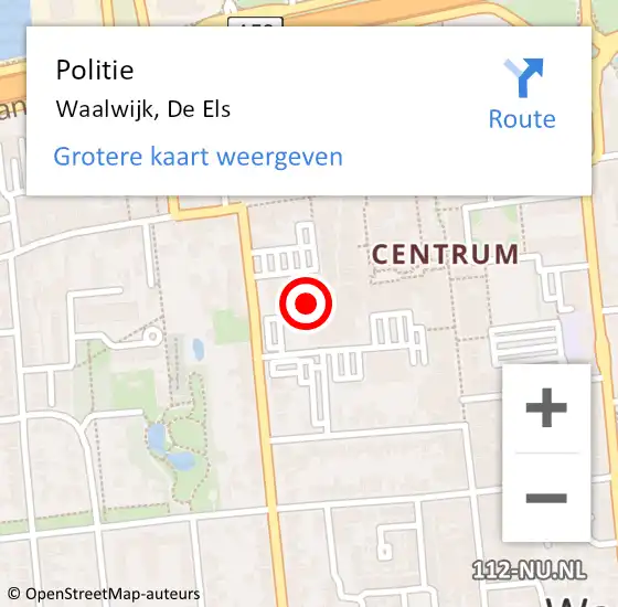 Locatie op kaart van de 112 melding: Politie Waalwijk, De Els op 13 september 2023 12:05