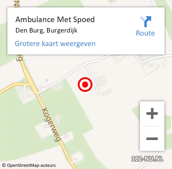 Locatie op kaart van de 112 melding: Ambulance Met Spoed Naar Den Burg, Burgerdijk op 13 september 2023 12:32