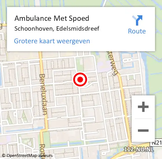 Locatie op kaart van de 112 melding: Ambulance Met Spoed Naar Schoonhoven, Edelsmidsdreef op 13 september 2023 12:36