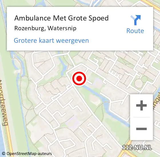 Locatie op kaart van de 112 melding: Ambulance Met Grote Spoed Naar Rozenburg, Watersnip op 13 september 2023 12:54