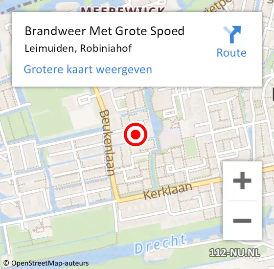 Locatie op kaart van de 112 melding: Brandweer Met Grote Spoed Naar Leimuiden, Robiniahof op 13 september 2023 13:10