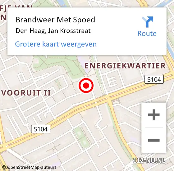 Locatie op kaart van de 112 melding: Brandweer Met Spoed Naar Den Haag, Jan Krosstraat op 13 september 2023 13:30