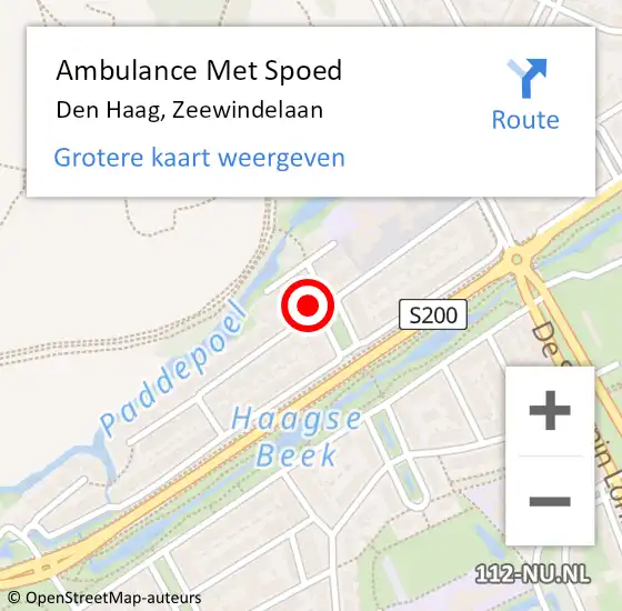 Locatie op kaart van de 112 melding: Ambulance Met Spoed Naar Den Haag, Zeewindelaan op 13 september 2023 13:34
