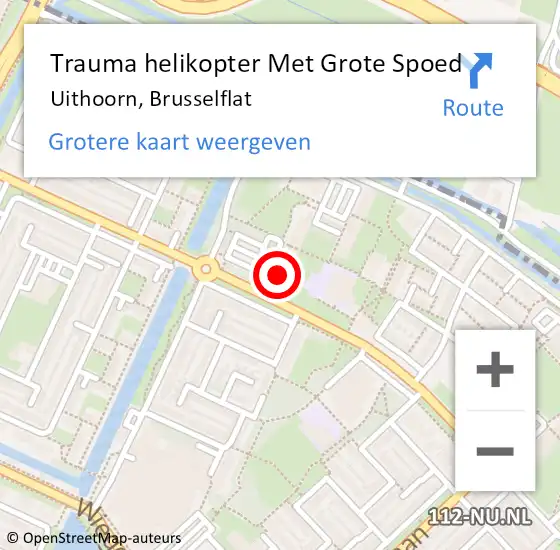 Locatie op kaart van de 112 melding: Trauma helikopter Met Grote Spoed Naar Uithoorn, Brusselflat op 13 september 2023 14:02