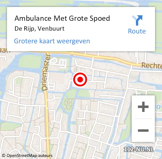 Locatie op kaart van de 112 melding: Ambulance Met Grote Spoed Naar De Rijp, Venbuurt op 13 september 2023 14:22