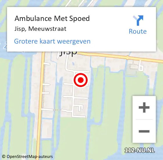 Locatie op kaart van de 112 melding: Ambulance Met Spoed Naar Jisp, Meeuwstraat op 13 september 2023 14:23