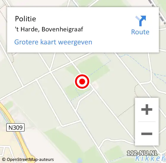 Locatie op kaart van de 112 melding: Politie 't Harde, Bovenheigraaf op 13 september 2023 14:23
