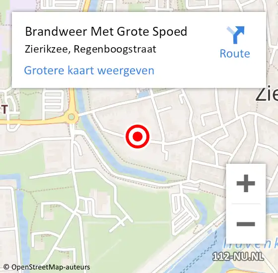 Locatie op kaart van de 112 melding: Brandweer Met Grote Spoed Naar Zierikzee, Regenboogstraat op 13 september 2023 14:52