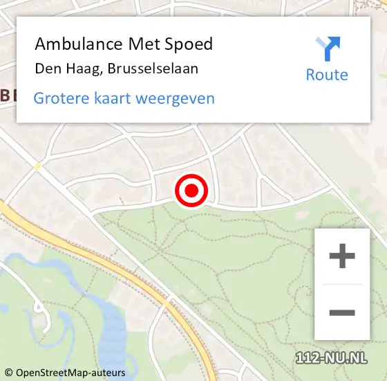 Locatie op kaart van de 112 melding: Ambulance Met Spoed Naar Den Haag, Brusselselaan op 13 september 2023 15:02