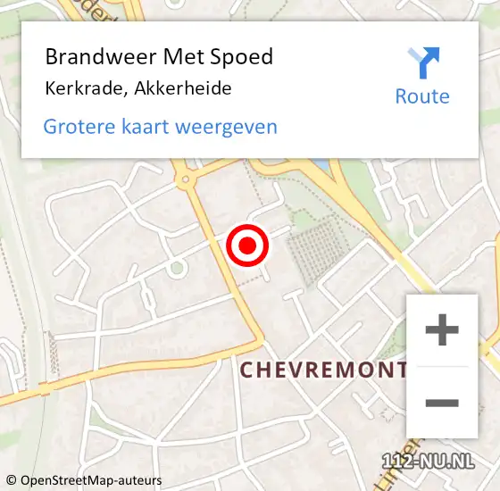 Locatie op kaart van de 112 melding: Brandweer Met Spoed Naar Kerkrade, Akkerheide op 13 september 2023 15:25