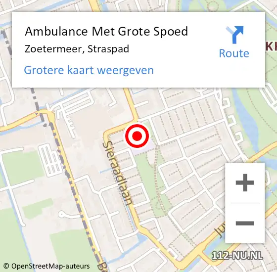 Locatie op kaart van de 112 melding: Ambulance Met Grote Spoed Naar Zoetermeer, Straspad op 13 september 2023 15:27