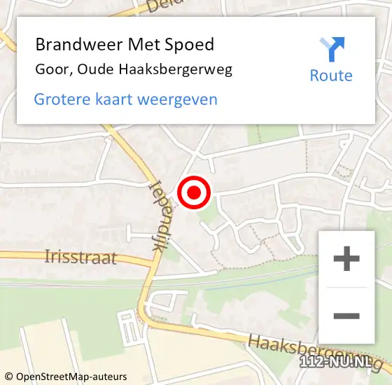Locatie op kaart van de 112 melding: Brandweer Met Spoed Naar Goor, Oude Haaksbergerweg op 13 september 2023 15:50
