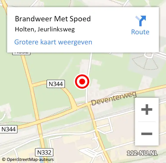 Locatie op kaart van de 112 melding: Brandweer Met Spoed Naar Holten, Jeurlinksweg op 13 september 2023 16:06