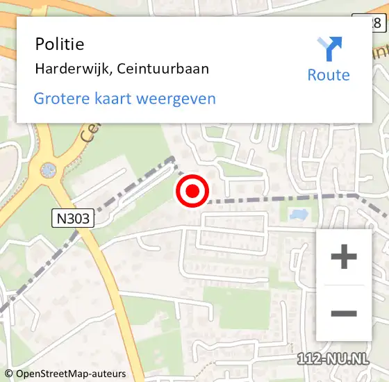 Locatie op kaart van de 112 melding: Politie Harderwijk, Ceintuurbaan op 13 september 2023 16:11